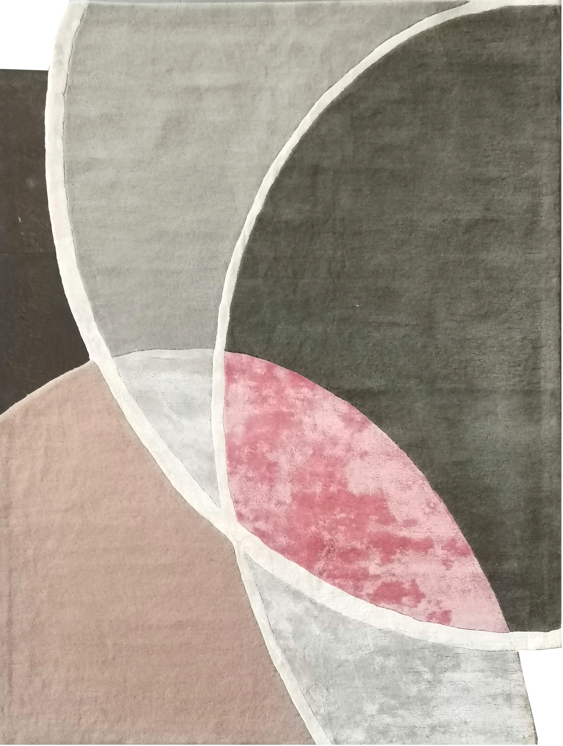 eclectic wool viscose pink gray white brown organic handmade rug