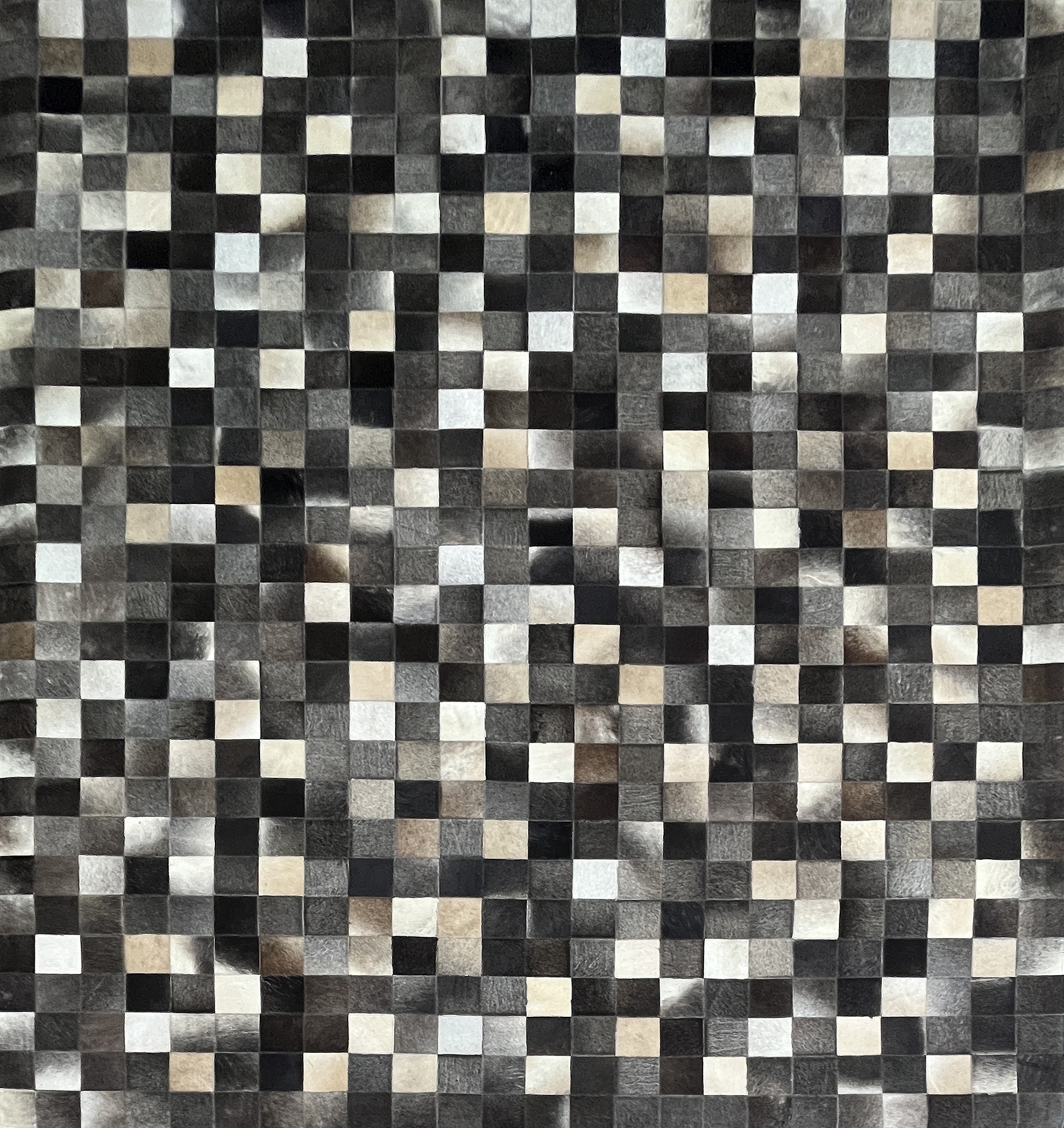 leather modern black white brown organic handmade rug