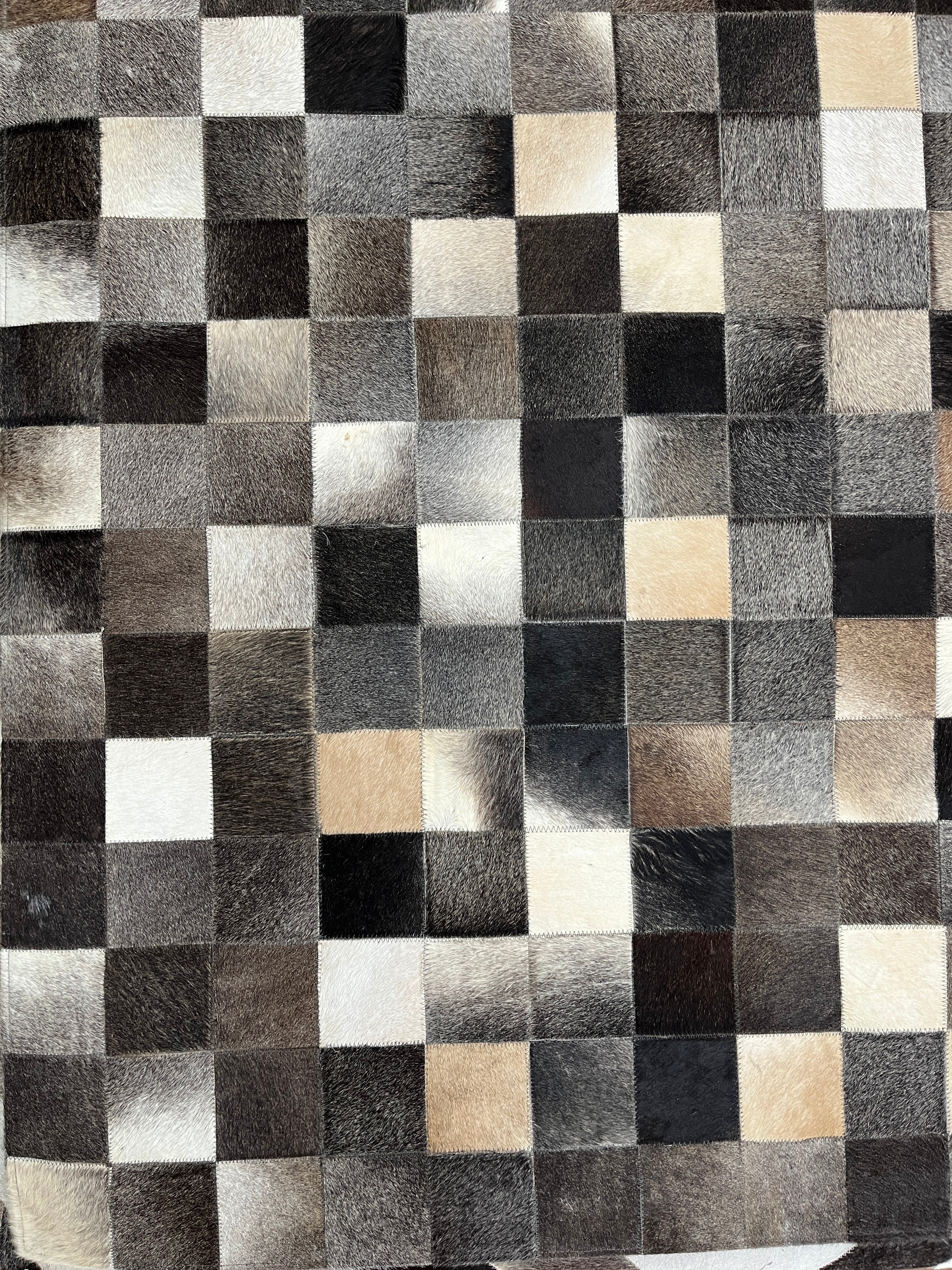 leather modern black white brown organic handmade rug