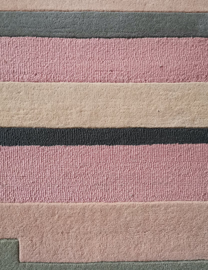 modern wool pink gray green black brown organic handmade rug