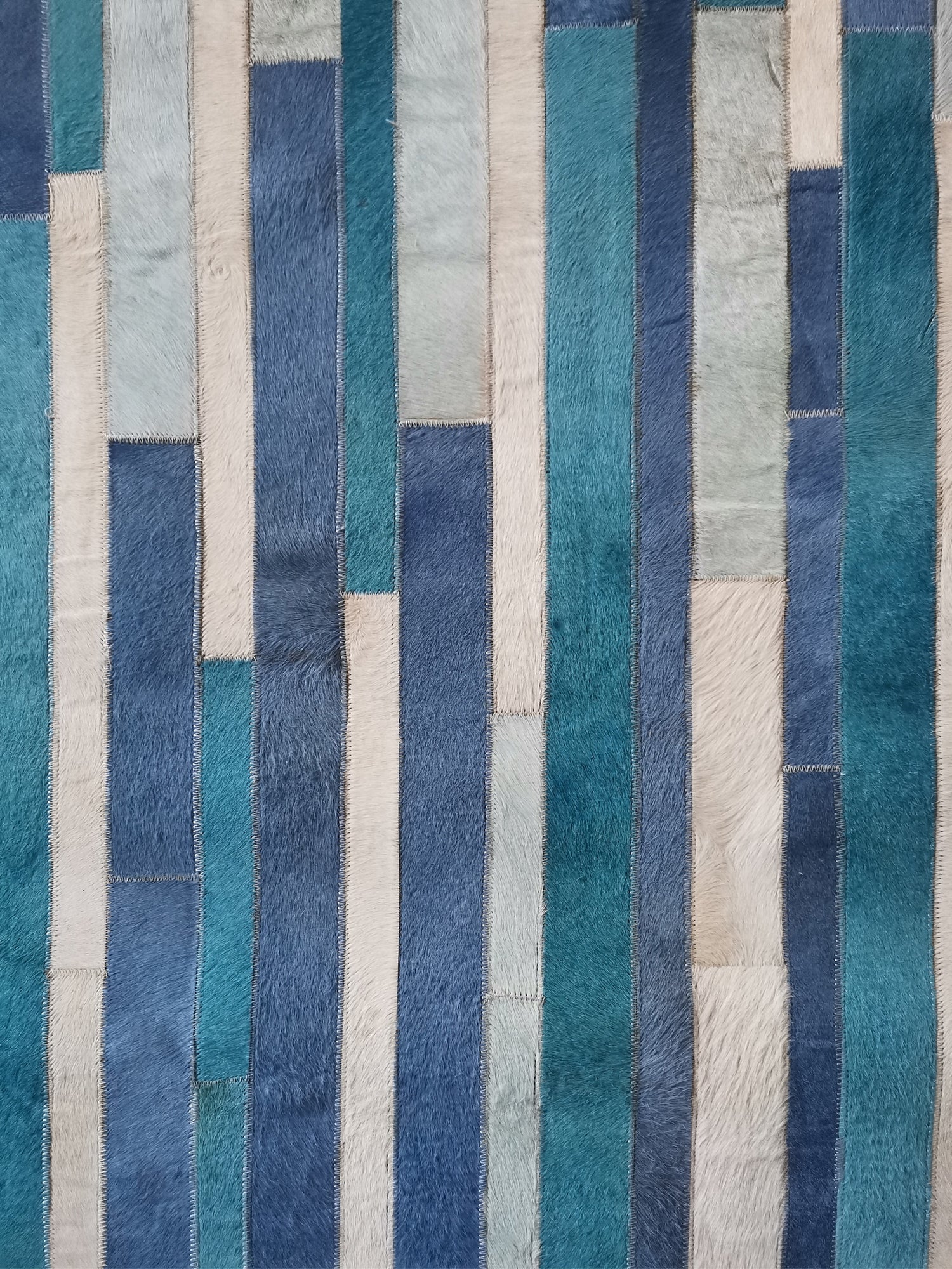 modern mediterranean genuine leatherwhite blue organic handmade rug