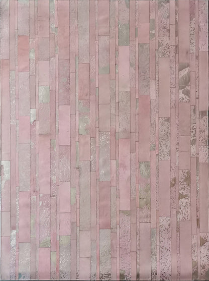 eclectic genuine leather pink gray organic handmade rug