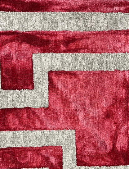 eclectic wool red white organic handmade rug