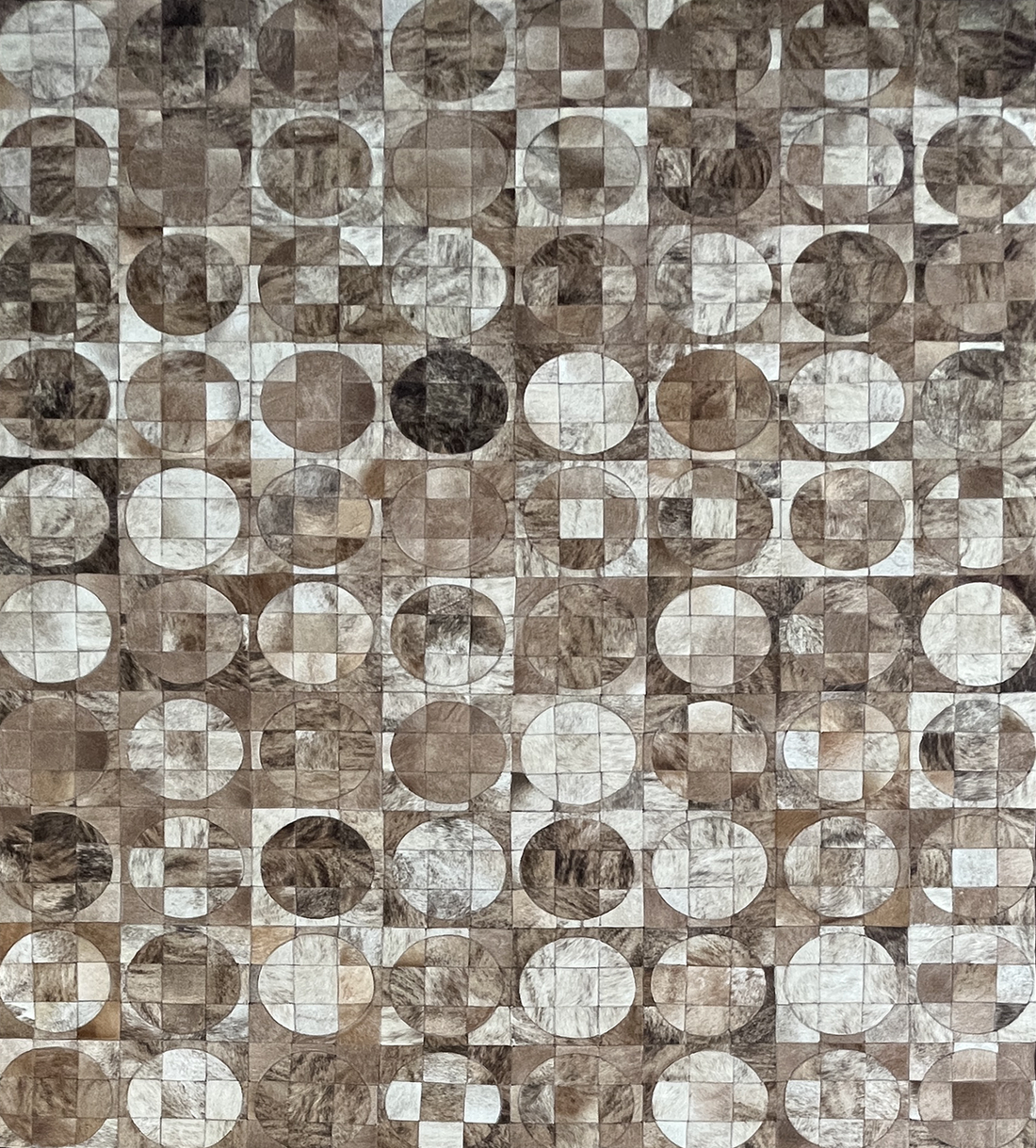 modern eclectic leather brown white organic handmade rug