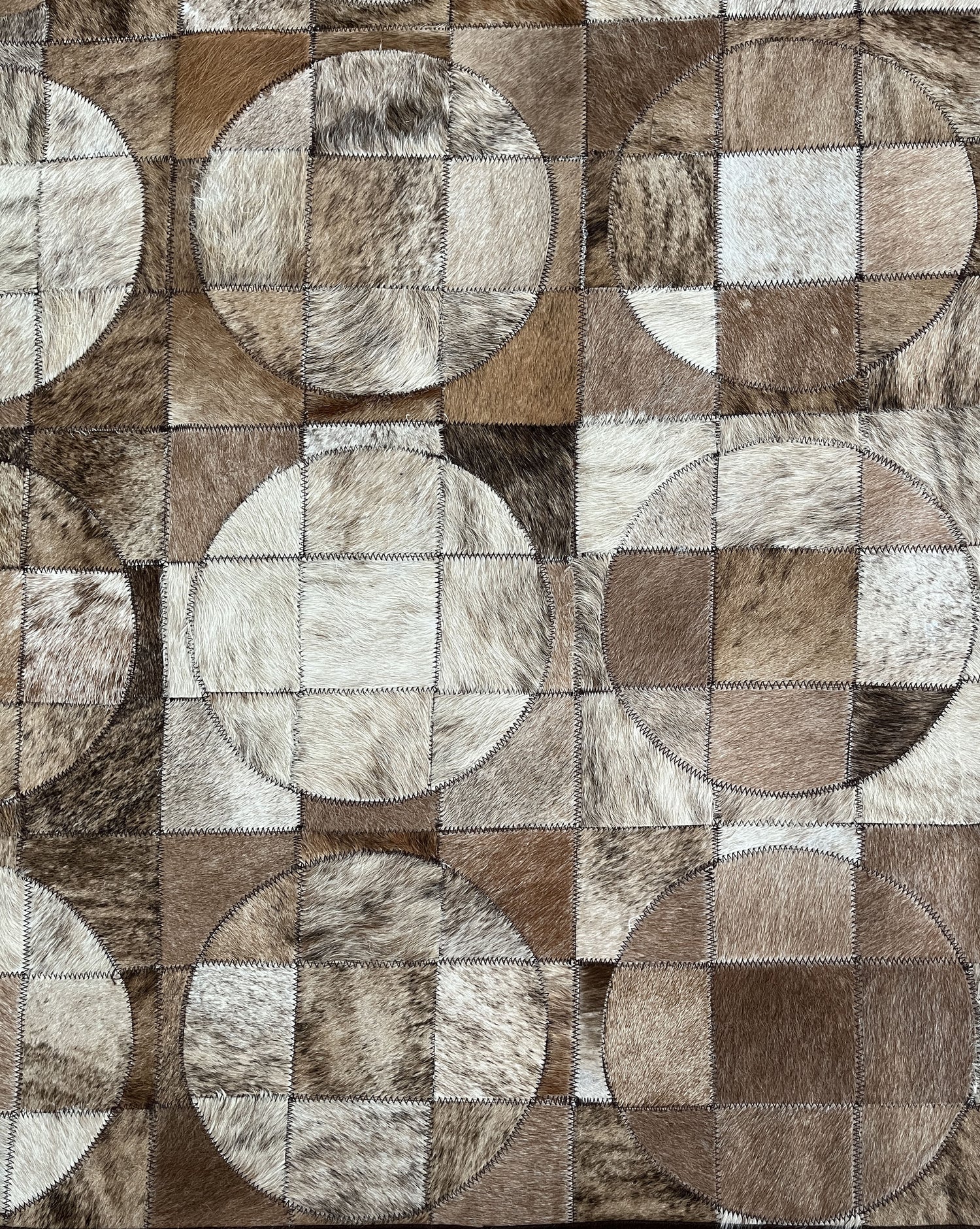 modern eclectic leather brown white organic handmade rug