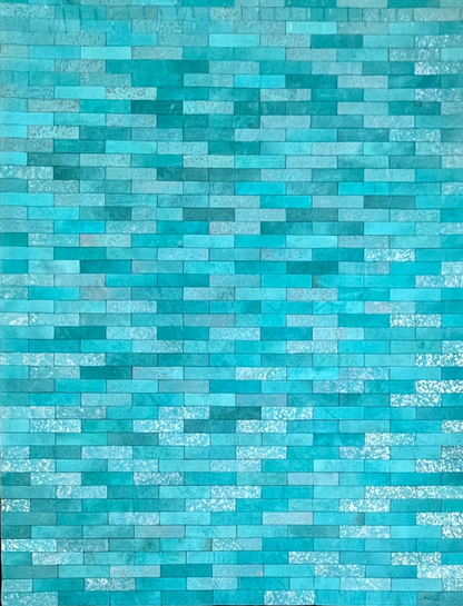 eclectic leather blue silver organic handmade rug