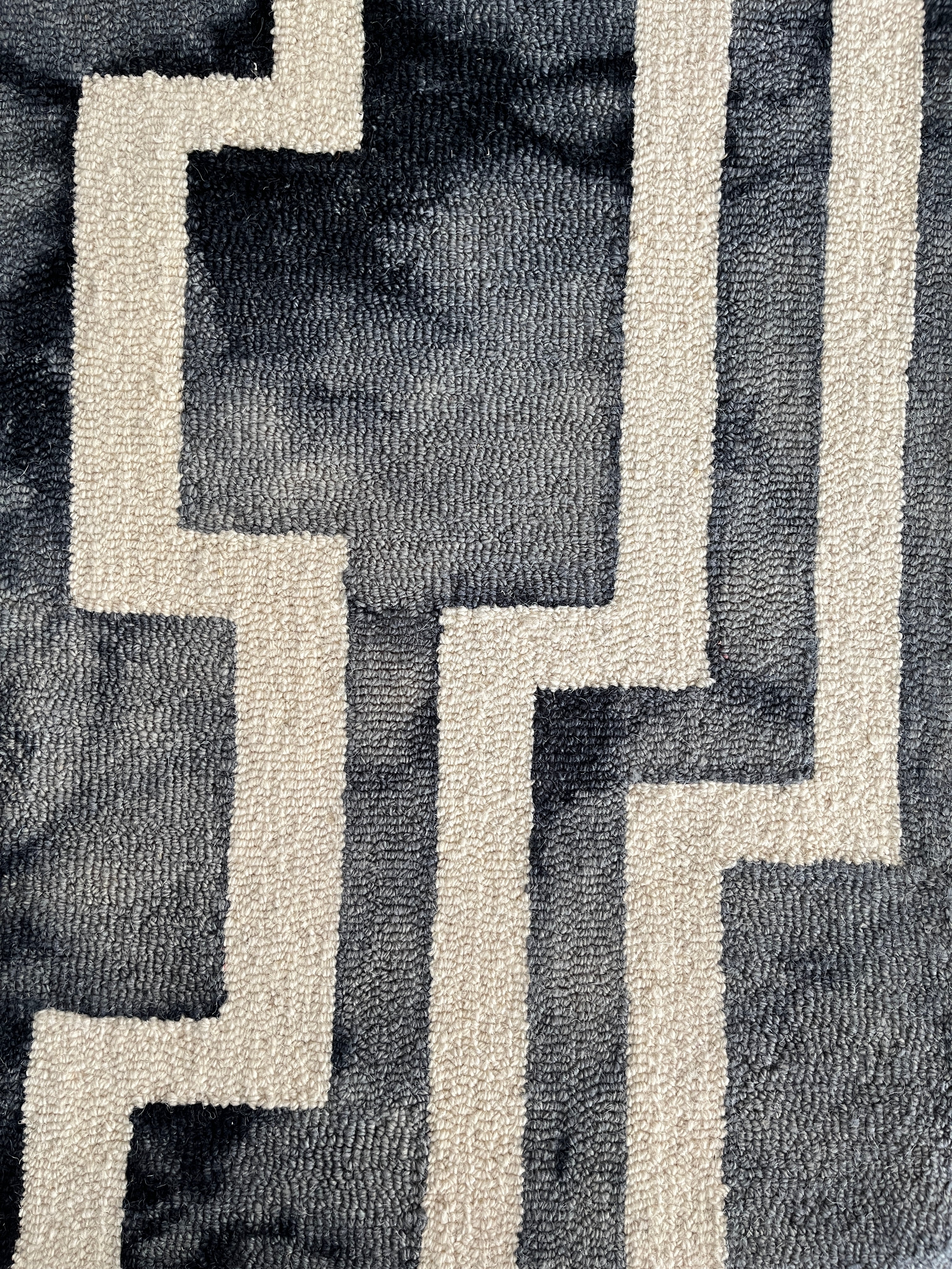 eclectic wool white black organic handmade rug